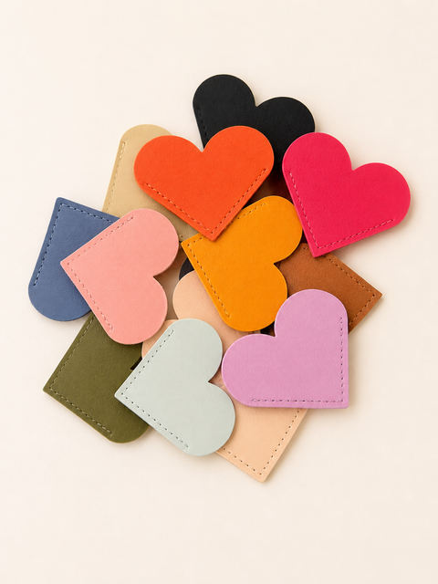 Stitched Faux-Leather Heart Corner Bookmark