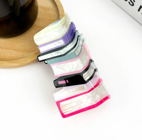 3.7” Bookish Hair Clip, Pastel